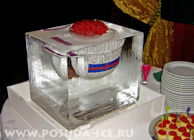 Ледовое украшение стола. Икорницы ледяные любых форм и размеров.